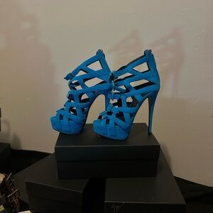 Giuseppe Zanotti: Electric Blue Cage High Heel Pumps